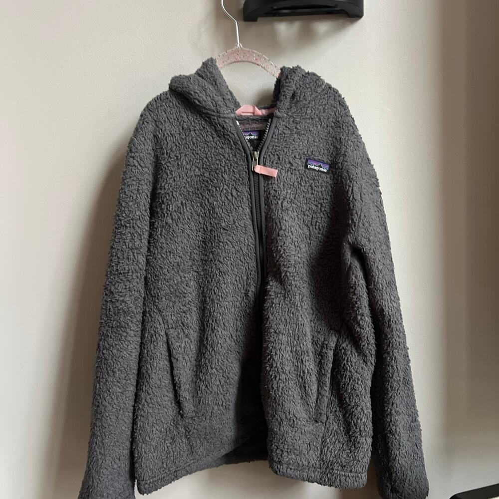Patagonia Jacket Kids XL size 14 Los Gatos Dark Grey Fleece Hoodie Full Zip‎